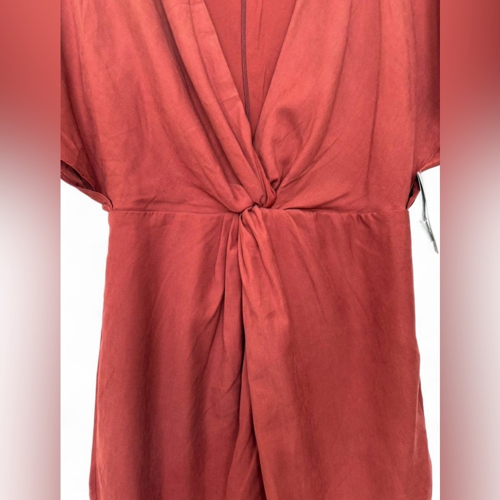 NWT Julia‎ Jordan Flutter Sleeve Twist Front V Neck Sheath Dress Rust Size 4 - Picture 4 of 7